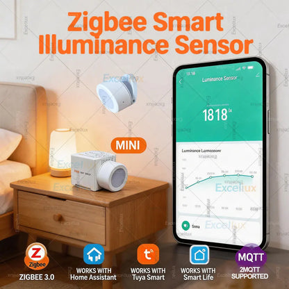 Smart Zigbee Light Sensor Illuminance Brightness Detector Real-Time Lux Monitoring Smart Home Automation For Tuya Smart Life Z2M