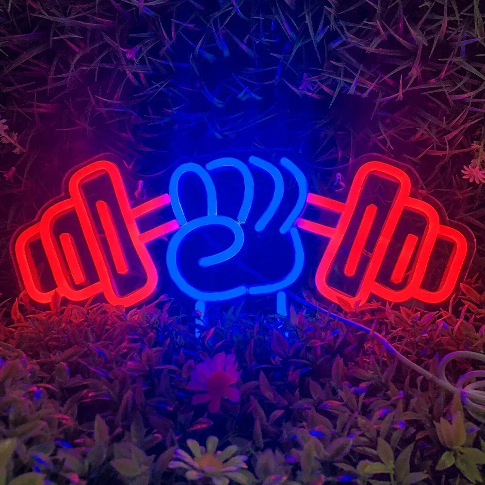 Barbell Fitness Gym Neon Sign Dumbbell LED Neon Ligh Wall Decoration For Workout Room Sport Club Weightlifting Christmas Gift