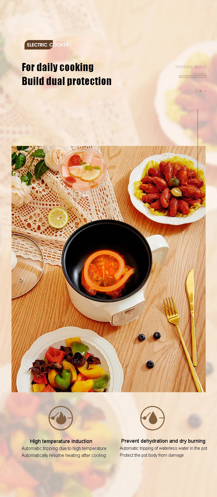 Multifunctional Electric Slow Cooker Portable Dormitory Student Office Staff Mini Electric Pot Stir Stew Non-Stick Rice Cooker