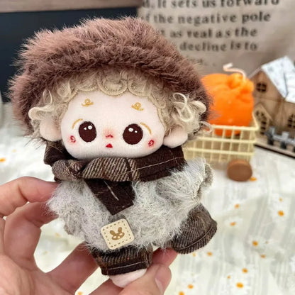 10cm Cotton Doll Clothes Prince Set Autumn Winter Style Starfish Body Wearable Plush Doll Change Retro Skirt Overalls Set