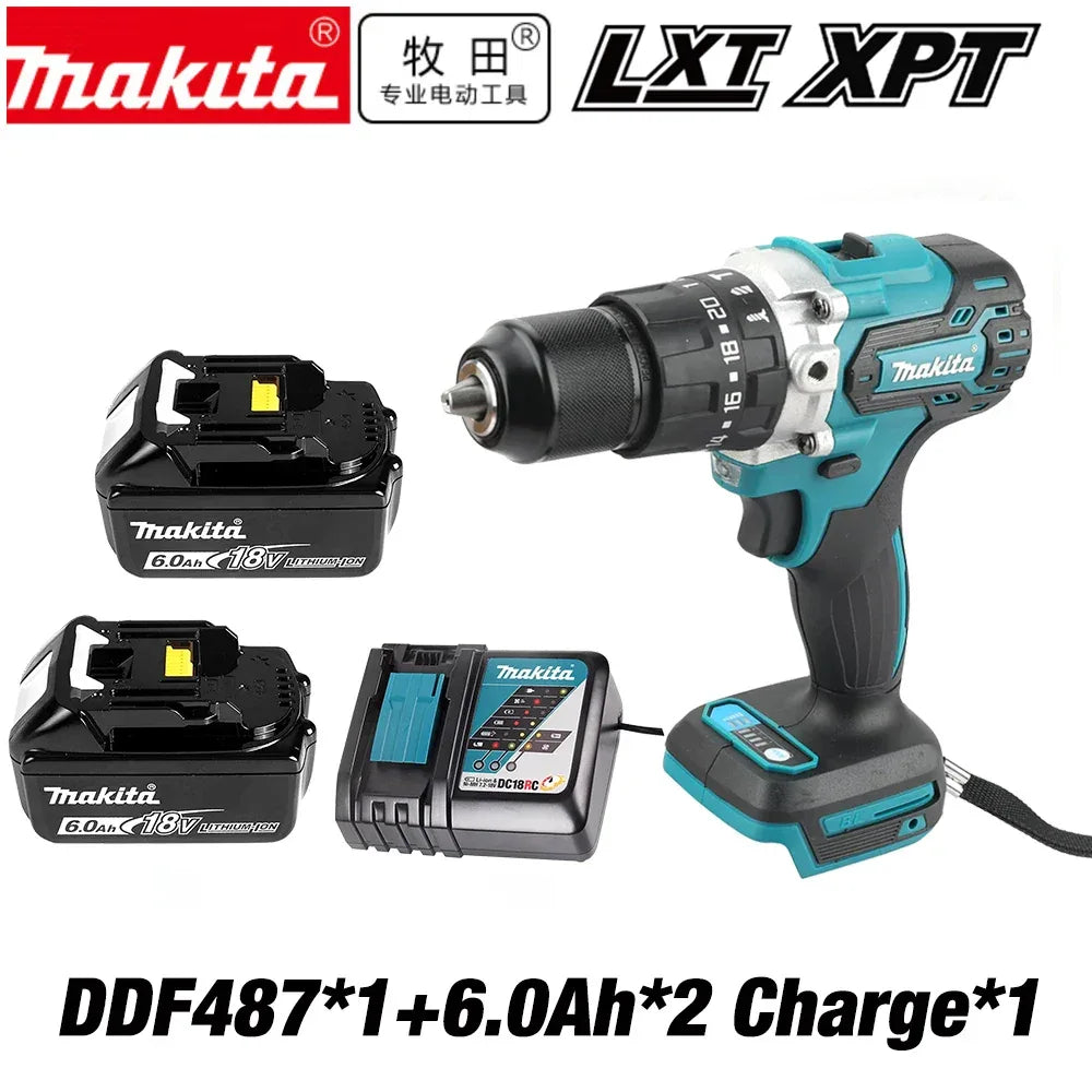 Makita DDF487 13mm brushless household 18V lithium-ion charging impact drill,high torque electric screwdriver Makita 18V battery