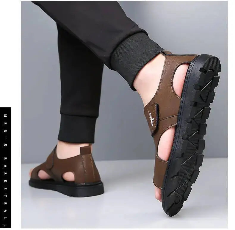 2025 New Fashion Brand Roman Sandals For Men Soft Sole Comfortable High-Quality Leather Beach Men's Casual Shoes