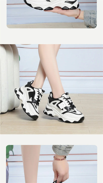 Spring Height Increasing Round toe Versatile Women Platform Causal Shoes Fashion Breathable Sport Designer Sneaker