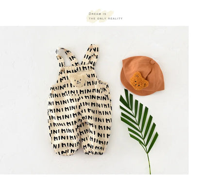 2026 Autumn New Stripe Infant Newborn Clothing Baby Boys Girl Straps Pants Overalls for 0-2Y Cartoon Bear One Piece Jumpsuit