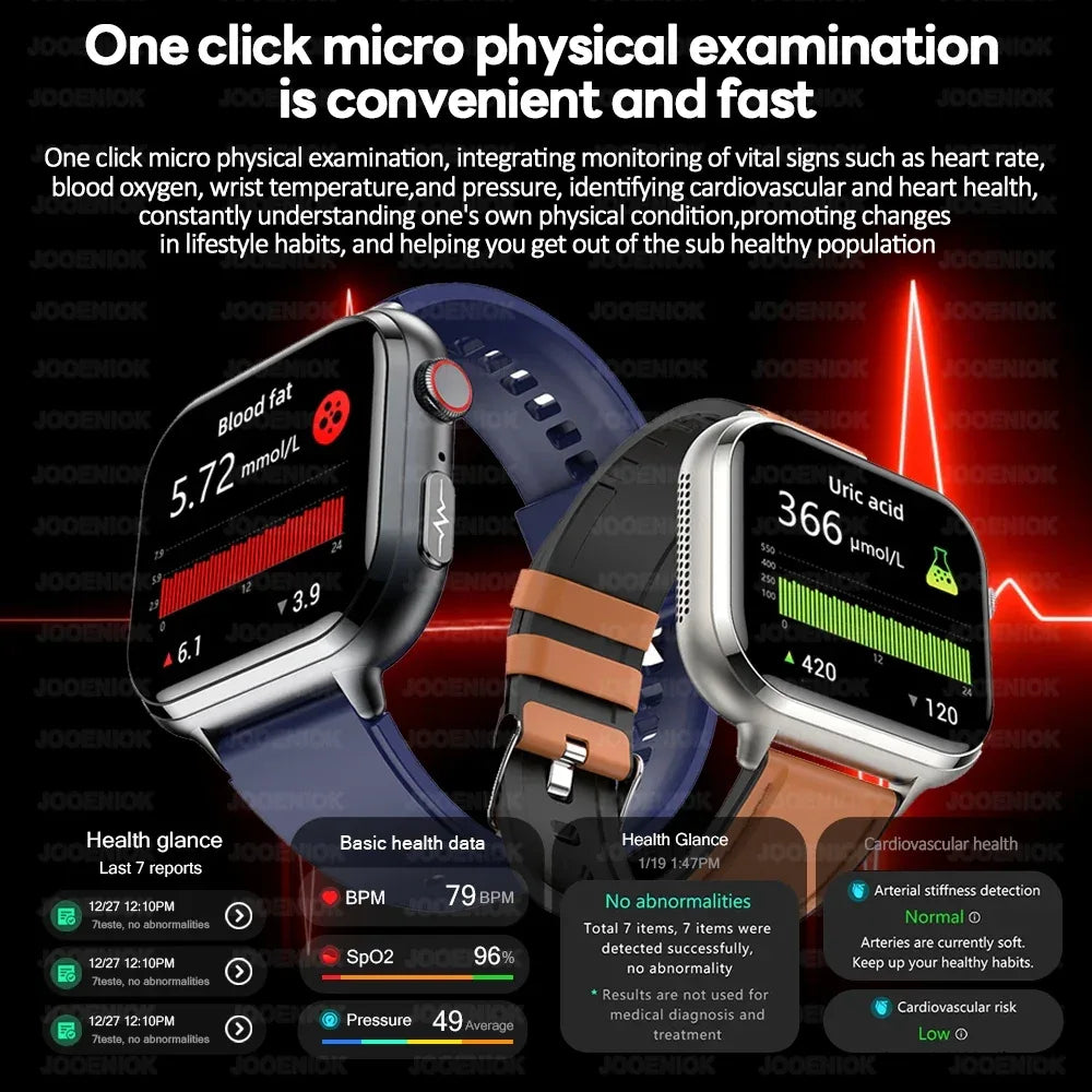 2025New Medical Grade ECG+PPG Smart Watch BMI Body Fat Uric Acid Painless Non-invasive Blood Sugar Monitoring Calling Smartwatch