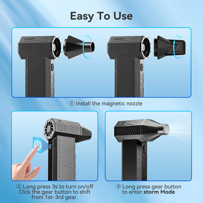 ADINKAM 120000RPM Turbo Jet Fan 205g Portable Mini Eco-friendly Air Duster for Car House Outdoor Industrial Multi-Cleaning Tools