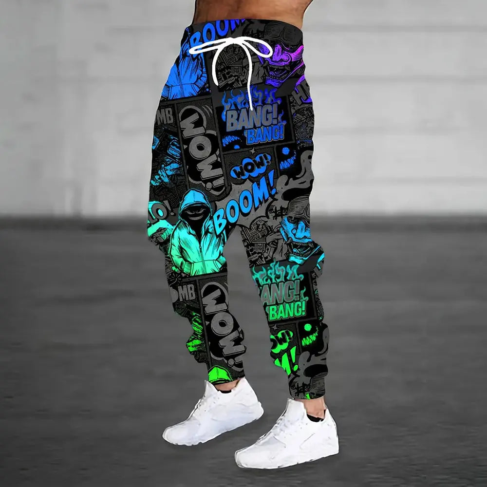 Men Loose Casual Pocket Drawstring Sweatpants Winter New Thick Warm Pants Fashion Letter Printed Sweatpants Men Tracksuit Pants