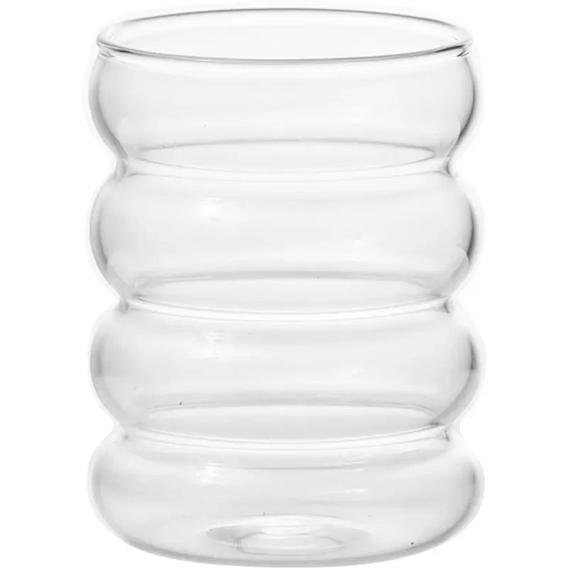Glass Cup Household Corrugated Glass Cup Coffee Milk Cup Transparent Glasses Ice Juice Mug Tea Cup Drinkware Retro
