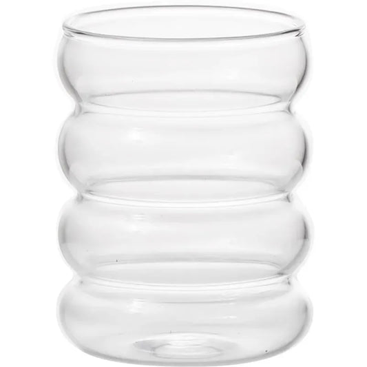 Glass Cup Household Corrugated Glass Cup Coffee Milk Cup Transparent Glasses Ice Juice Mug Tea Cup Drinkware Retro
