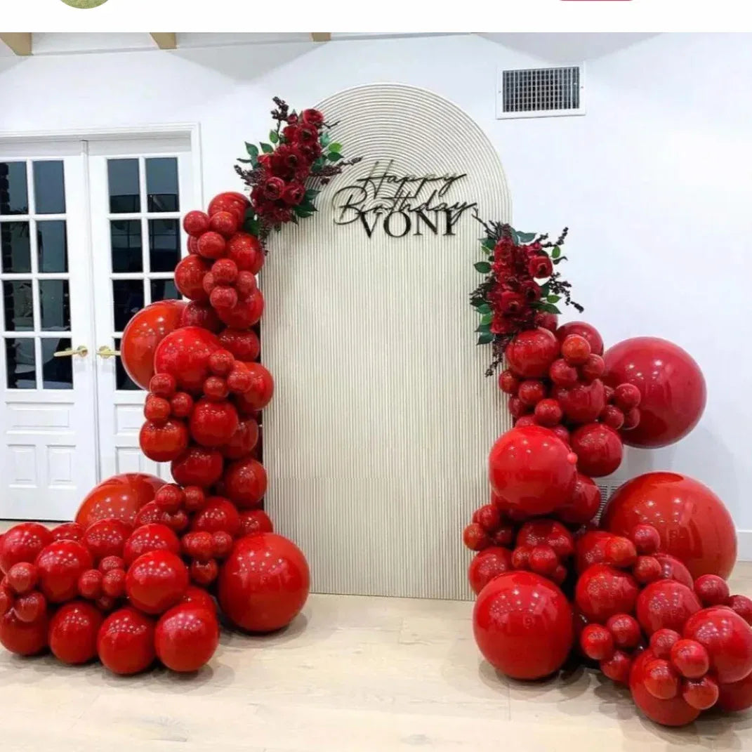 104 Pieces Ruby Red Balloon Red Garland Arch Set with Different Sizes, Suitable for Birthday, Wedding, Valentine's Day