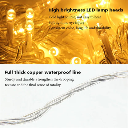 LED Garland String Lights 2m10m Christmas Tree Wedding Decoration Light Waterproof Fairy Lamp Indoor Outdoor Holida Lighting