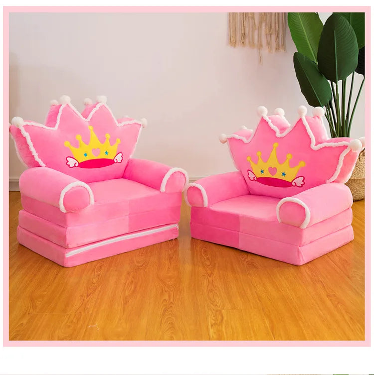 Three-layer folding children's small sofa cartoon kindergarten baby seat stool plush toy lazy sofa removable