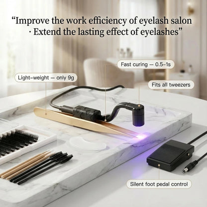 Heatless UV LED Tweezers Lash Lamp 2W Handheld UV Lash System Quick Drying Lamp for Eyelash Extension