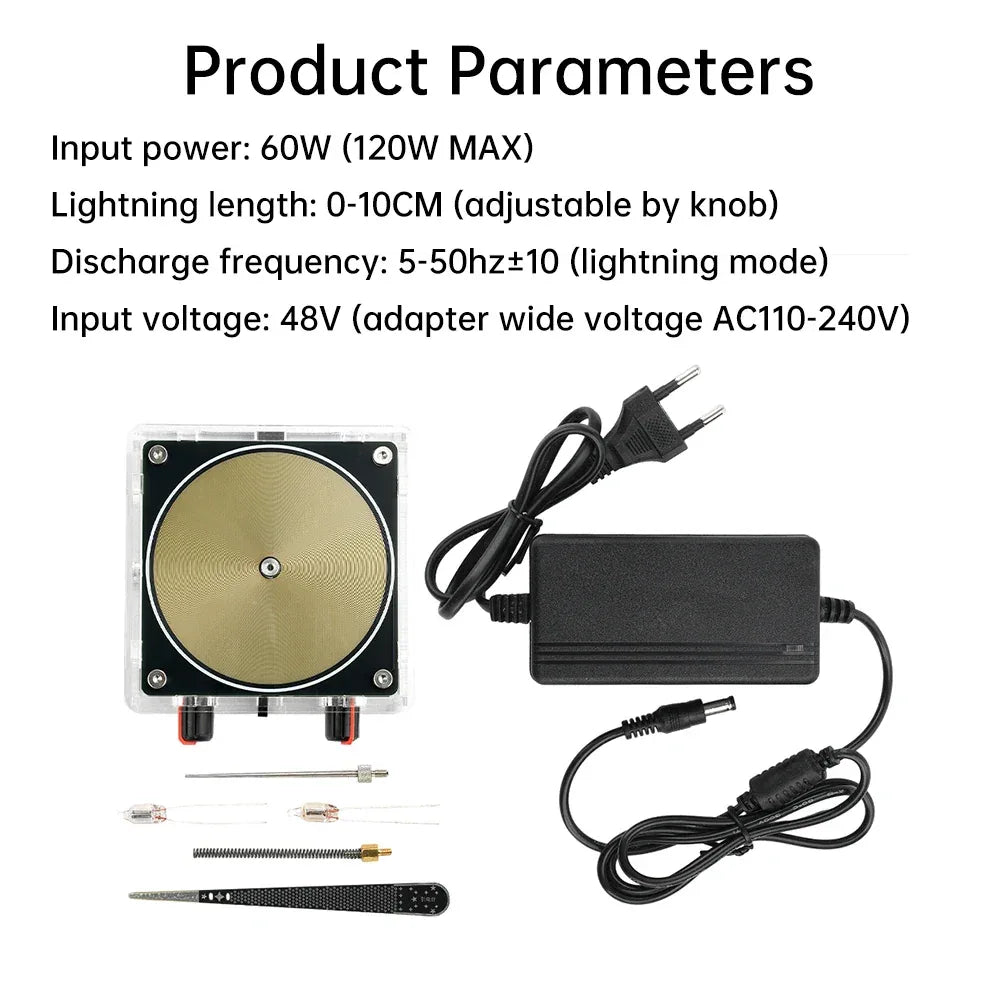 AC110-220V Input Dual Mode Music Tesla Coil Palm Tesla Coil High Frequency Voltage Pulse arc Generator  Artificial Lightning