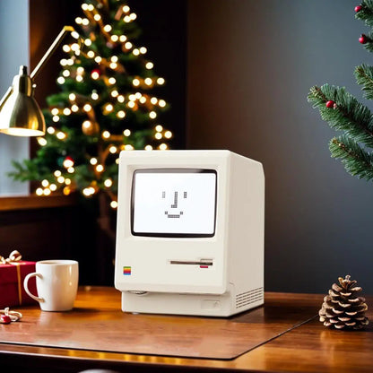 Desktop Digital Clock Retro Classic Design Beige Floppy Disk Decor Tech Gadget Gift For Men Women Office Desk Novelty Ornament