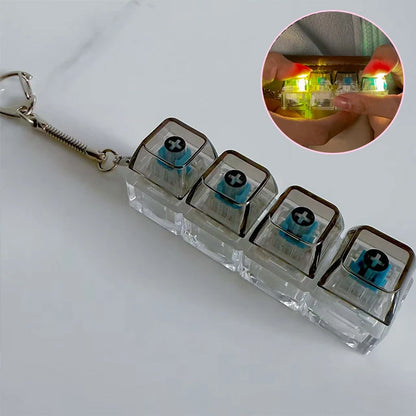 LED 9 Keys Keycap Keychains for Women Men Luminous Stress Relief Finger Pendants Fidget Keyboard Backpack Key Button Keyrings