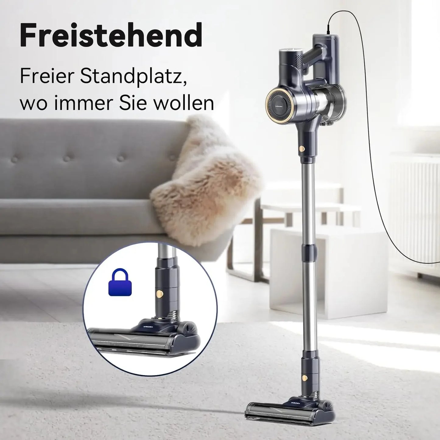 INSE I8 Corded Vacuum Cleaner Free-Stand Stick Vacuum 25KPa 600W Powerful 6 in1 Lightweight Handheld Cleaner for Carpet Pet Hair