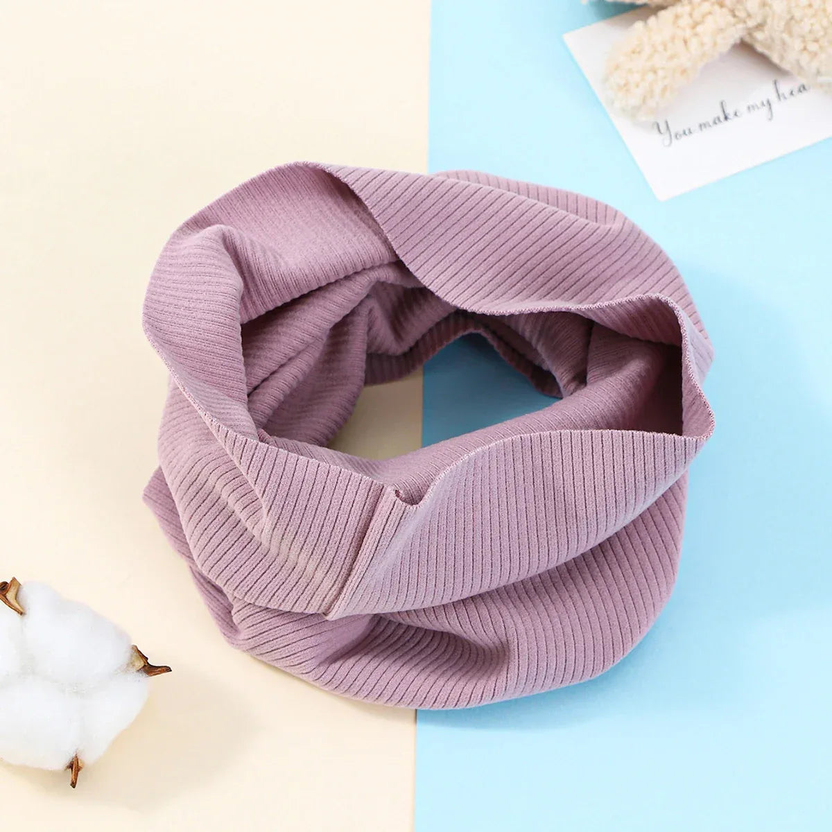 Kids Cotton Scarf Multipurpose O Neck Ring Scarf Solid Print Children Autumn Winter Warm Windproof Scarves For Boys Girls