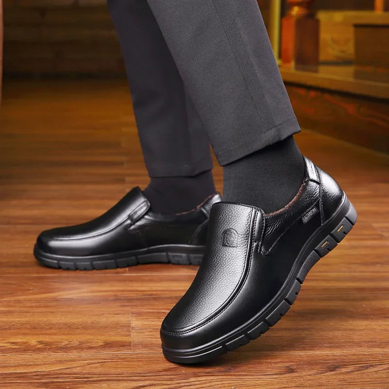 2026 Men's Shoes Genuine Leather Business Dress Leisure Middle-Aged and Elderly Dad's Shoes, Men's Leather Shoes 48 Size Summer