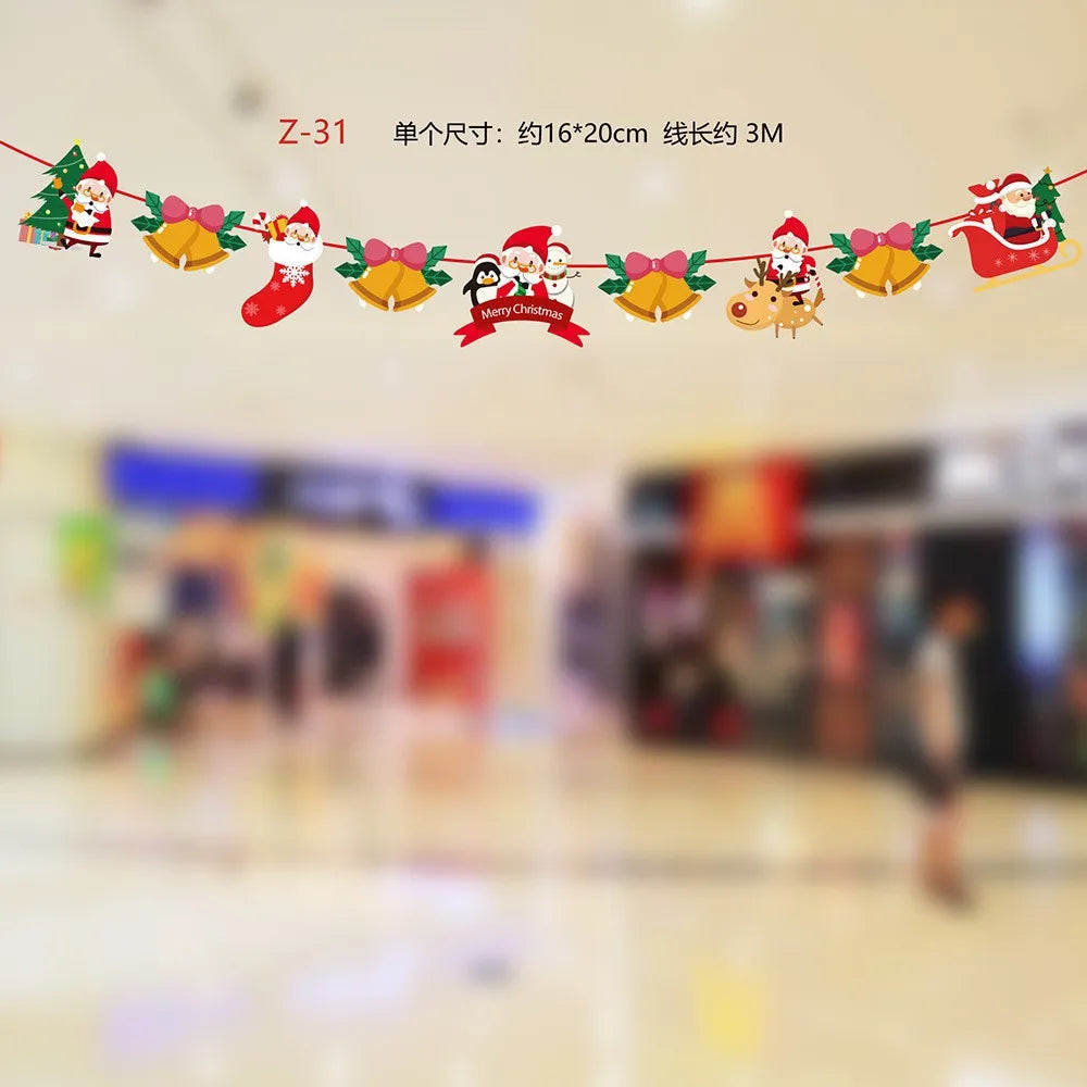 Christmas Banner Tree Ornaments Merry Decoration for Home 2025 Santa Claus Pendant Xmas Gifts New Year 2026 Flag Party Pulling