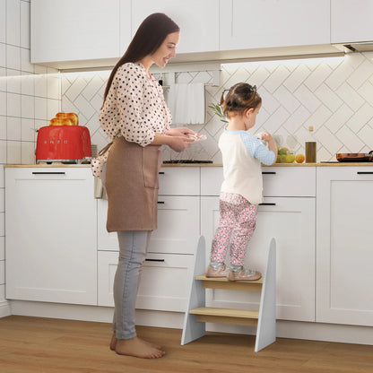 Aiyaplay Stool for Children with 2 Steps +3 Years for Bathroom Kitchen White