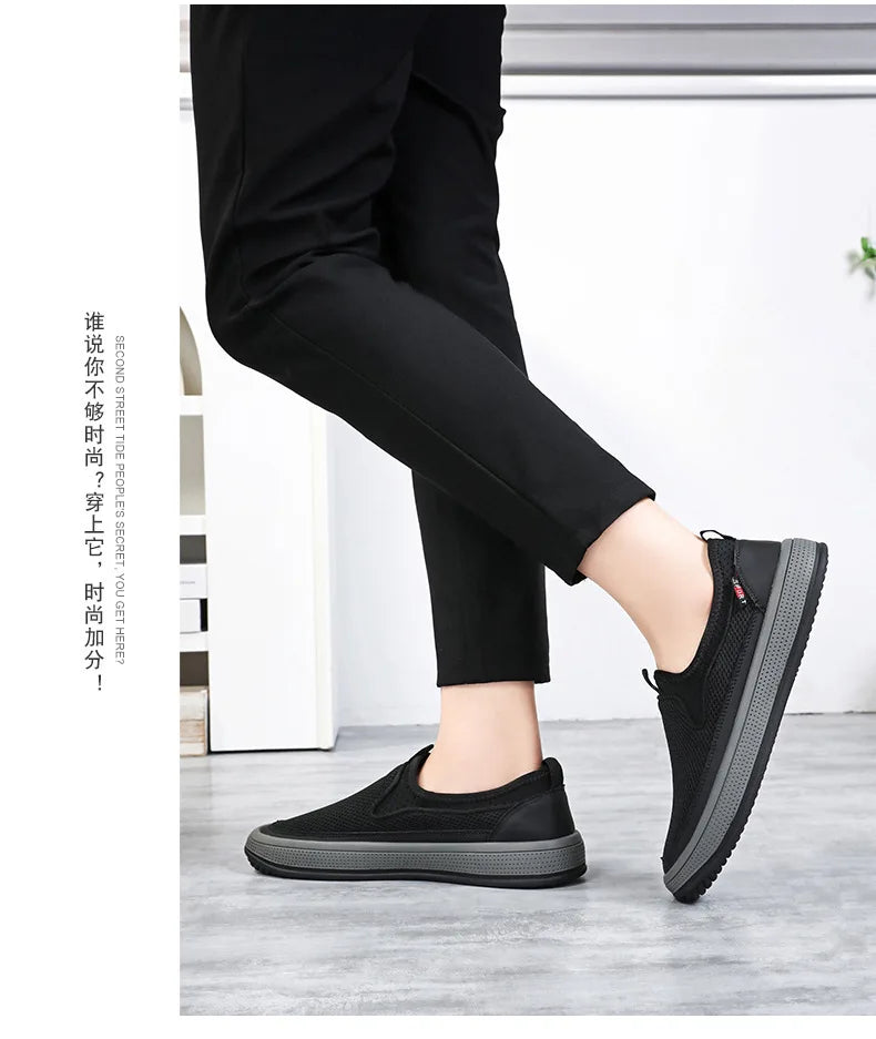 Men's mesh shoes 2026 summer new solid color versatile single shoe breathable soft sole lightweight casual shoes