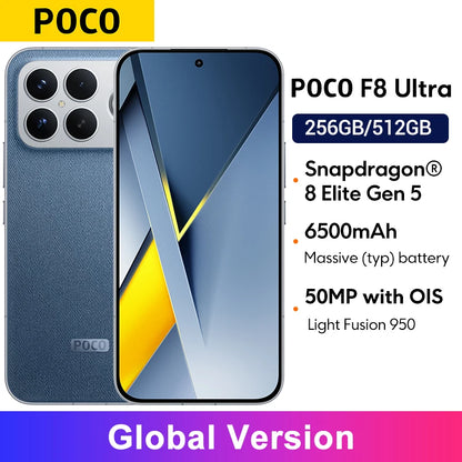 Global Version POCO F8 Ultra NFC 50MP camera 6.9" 120Hz display 6500mAh battery Smartphone Snapdragon 8 Elite Gen 5