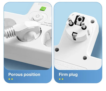 1pc EU power board, switch power plug, with independent night light switch, 3 AC sockets, suitable for home and office use