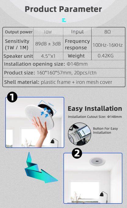 Bluetooth Wall Amplifier Smart Home Audio Mini Touch Screen 4*20W Stereo Sound Music PA System Loudspeaker Ceiling Speaker  suit