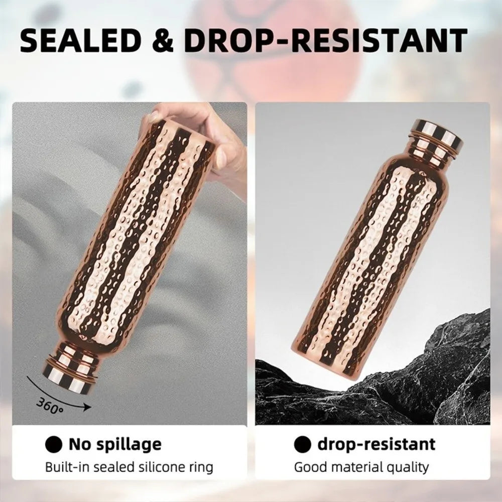 800ML Copper Water Bottle One-Click Open Lid Thermal Insulation Leakproof Sports Bottle Anti-Slip Silicone Base