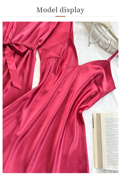 Bride Wedding Robe Dress Suit Women Rayon Bathrobe Gown Sleep Set Summer Homewear Sleepdress Casual Kimono Sleepwear Nightgown ﻿