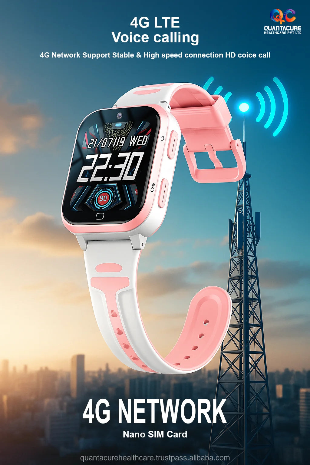 2025 QC AX5 Kids Smartwatch 4G GPS SIM SOS Video Call Camera 1+8GB IP67 App Control Tracker Voice Call Bracelet Compass Square