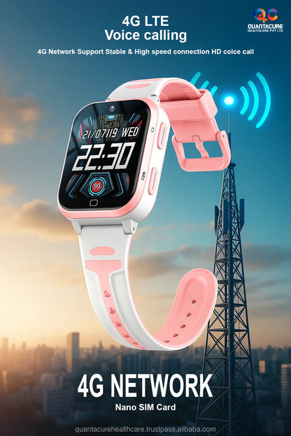 2025 QC AX5 Kids Smartwatch 4G GPS SIM SOS Video Call Camera 1+8GB IP67 App Control Tracker Voice Call Bracelet Compass Square