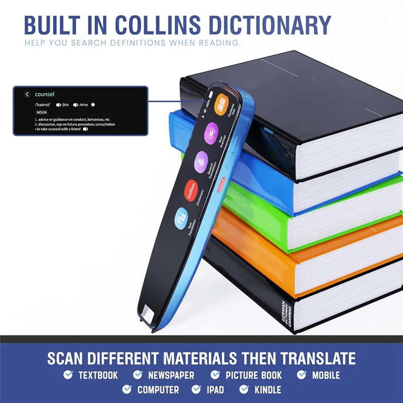 Efficient-Scan Reader Pen,16GB Collins Dictionary Scanner Translator Scanning Pen OCR Digital Voice Translator Device