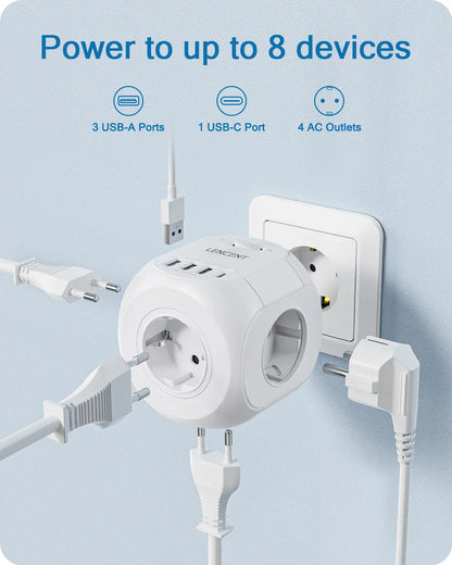 LENCENT USB Sockets dice Without Cable socket EU Socket Adapter Multiple socket EU Outlet Extender