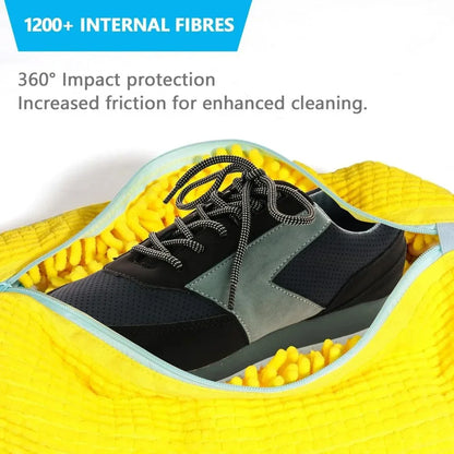 Fluffy Fiber 360 ° Surround Cleaning Shoe Washing Bag - Reusable Durable Machine-Washable Laundry Bag with Zipper Closure (1Pc)