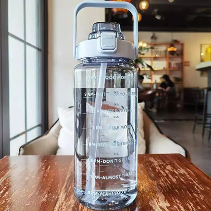 2L Portable Water Bottle Large Capacity Plastic Straw Water Cup Beverage Bottle,Outdoor Portable Sports Water Cup