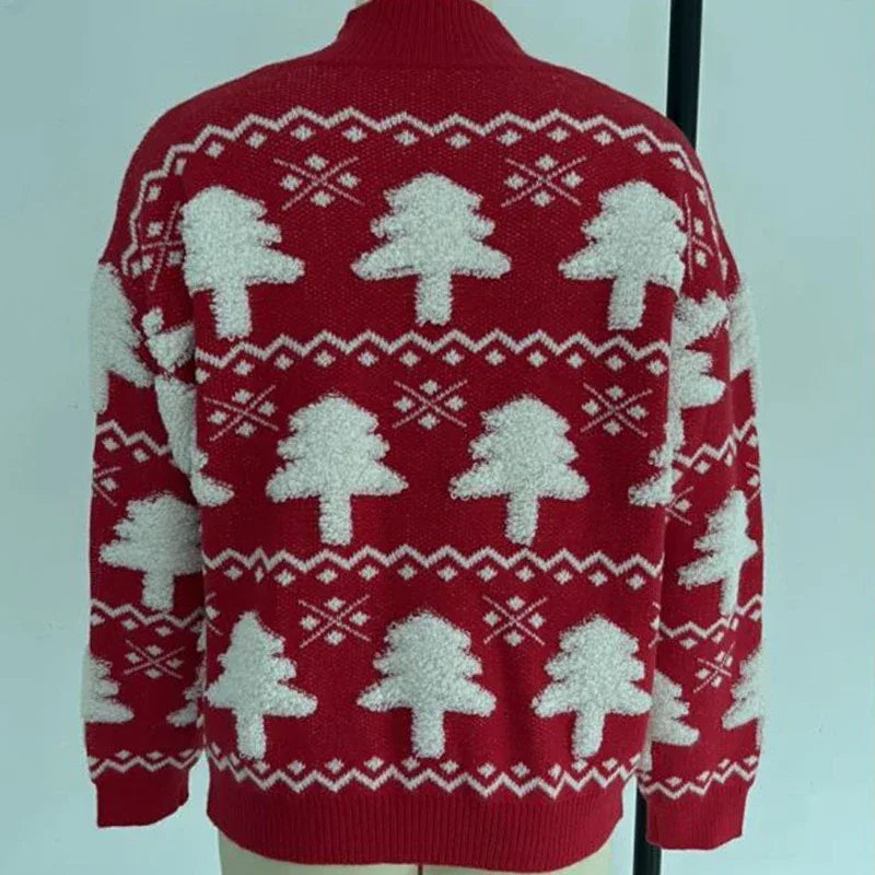 Winter 2025 Women Knitted Sweater 3D Santa Tree Print Warm Thick Jumpers Christmas Sweaters Long Sleeve Pullover Tops Xmas Look