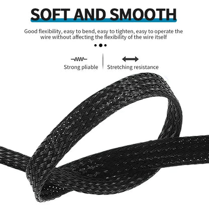 1m/5m/10m Flame Retardant Nylon Braided Wire Mesh Tubing PET Expandable Sleeving Cable and Wire Protection
