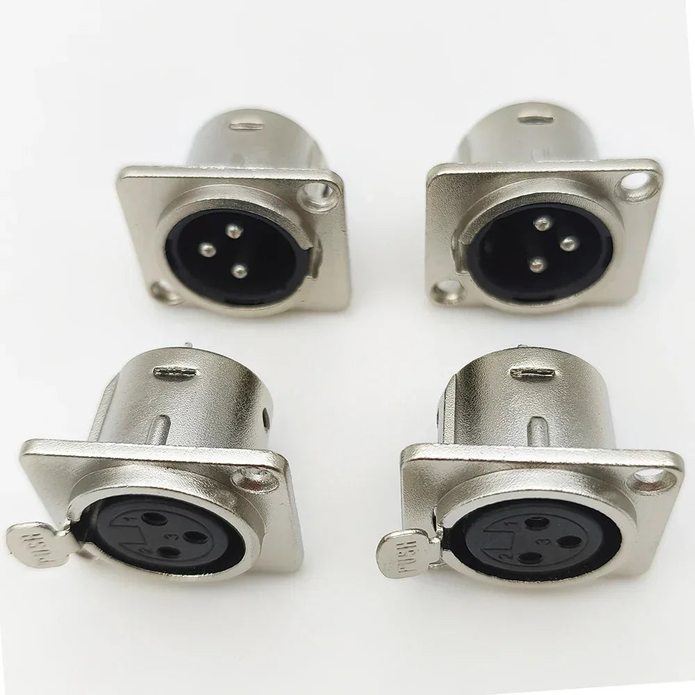 5/10Pcs 3Pin Metal XLR Socket Male Female Panel Mount Chassis Socket Audio Microphone Jack Plug Connector