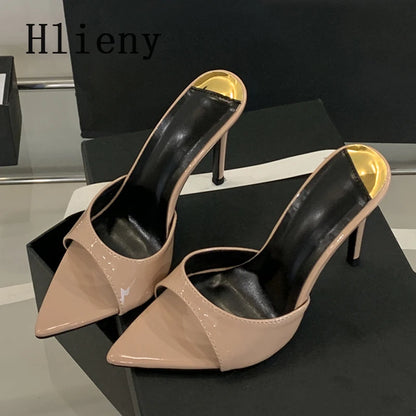 Hlieny 2026 Summer Fashion Stiletto Heels Women Pointed Toe Slippers Banquet Dress Sandals Party Wedding Mule Slides Shoes
