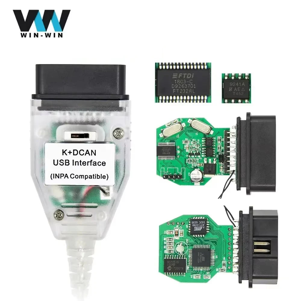 For K DCAN K+CAN FTDI Chip OBD2 Auto Car Diagnostic Tools OBD 2 Scanner Switch USB Interface Cable K + DCAN