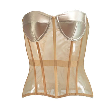 Sexy Thin Body Shaper Underwear Corset Waist Trainer Lingerie Lace Corsets Perspective Mesh Shapewear Women Fashion Clothes Faja