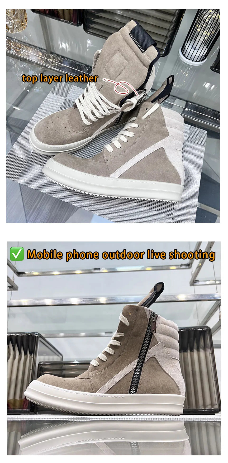 Ro Shoes Men Leather 2025 New Earthy Grey Cow Suede Lace Up Zipper Thick Sole Luxury Geo Women Street Hip-hop Casual Flat Boots