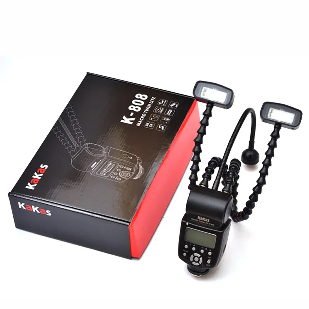 K808 Camera Flash Macro Light Flexible Macro LED Speedlight with Dual Flash Light Universal Flash for DSLR Sony Nikon Canon