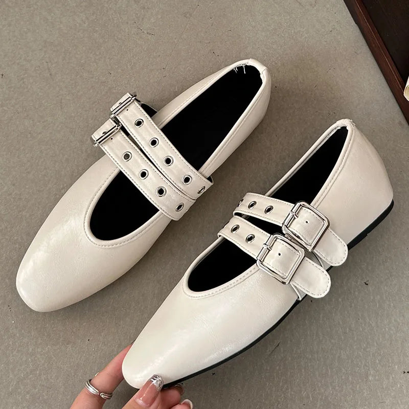 Female Buckle Strap Footwear Round Toe Ladies Flats With Dance Shoes Soft Fashion Shallow Women Ballet Flats Shoes