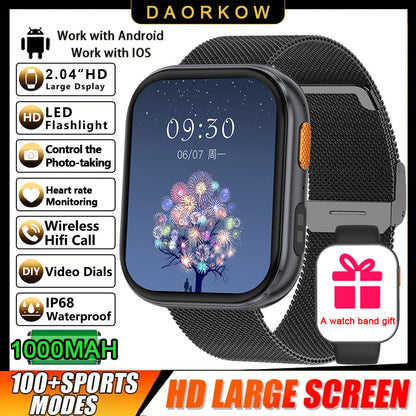 2026 2.04-inch Ultra Smart Watch 1000mAh High Capacity Battery Outdoor Sports Fitness Health Monitoring Smartwatch For Men Women