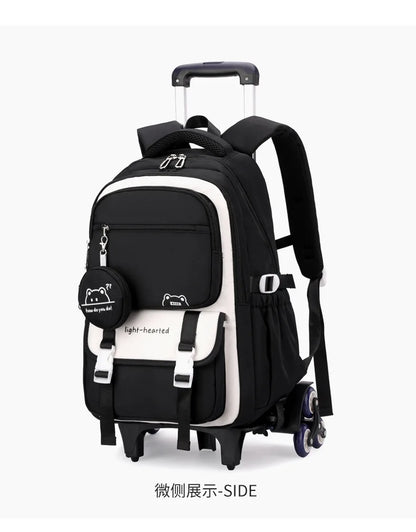 Children School Backpack Trolley Bag with Wheels Students Backpack Book Bag Rolling School bag for Girls Kids Wheeled Backpack