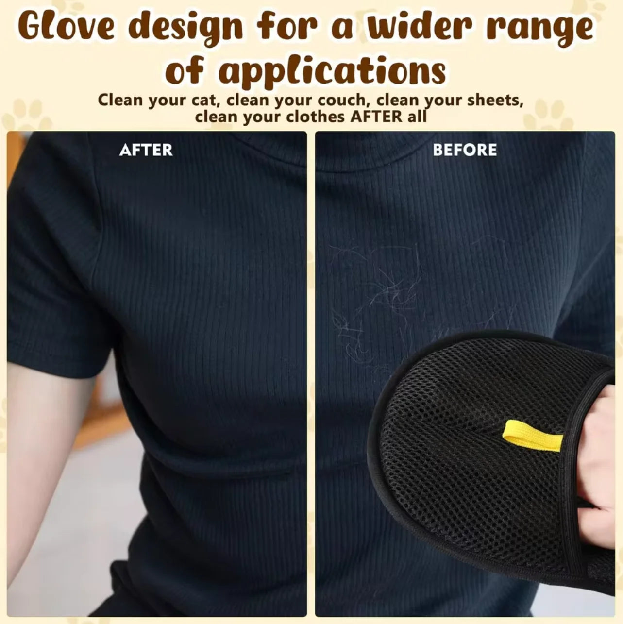 Pet Hair Removal Tool Reusable Static Removal Gloves, Double-Sided Grooming Gloves for Pets, Removes Pet Fur Hair for Carpets
