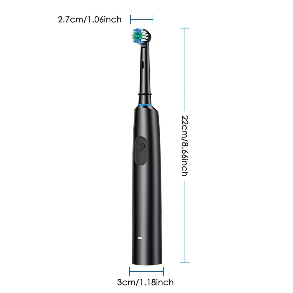 Smart Rotating Electric Toothbrush Rechargeable Rotary Toothbrush with 4 Soft Replacement Heads for Adults